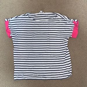 Nautica White and Navy Striped Tee